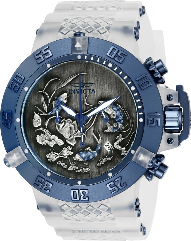 INVICTA Subaqua 50mm Silver Blue Koi Fish Men's Watch  24358