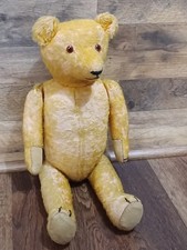 Antique Steiff Mohair Teddy Bear 23" Jointed Humpback Wood Straw Filled 1908  picture