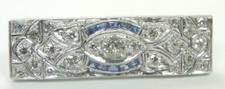 Antique Art Deco 1920's Diamond Brooch Pin Platinum EGL USA Appraisal 1.35X.4" picture