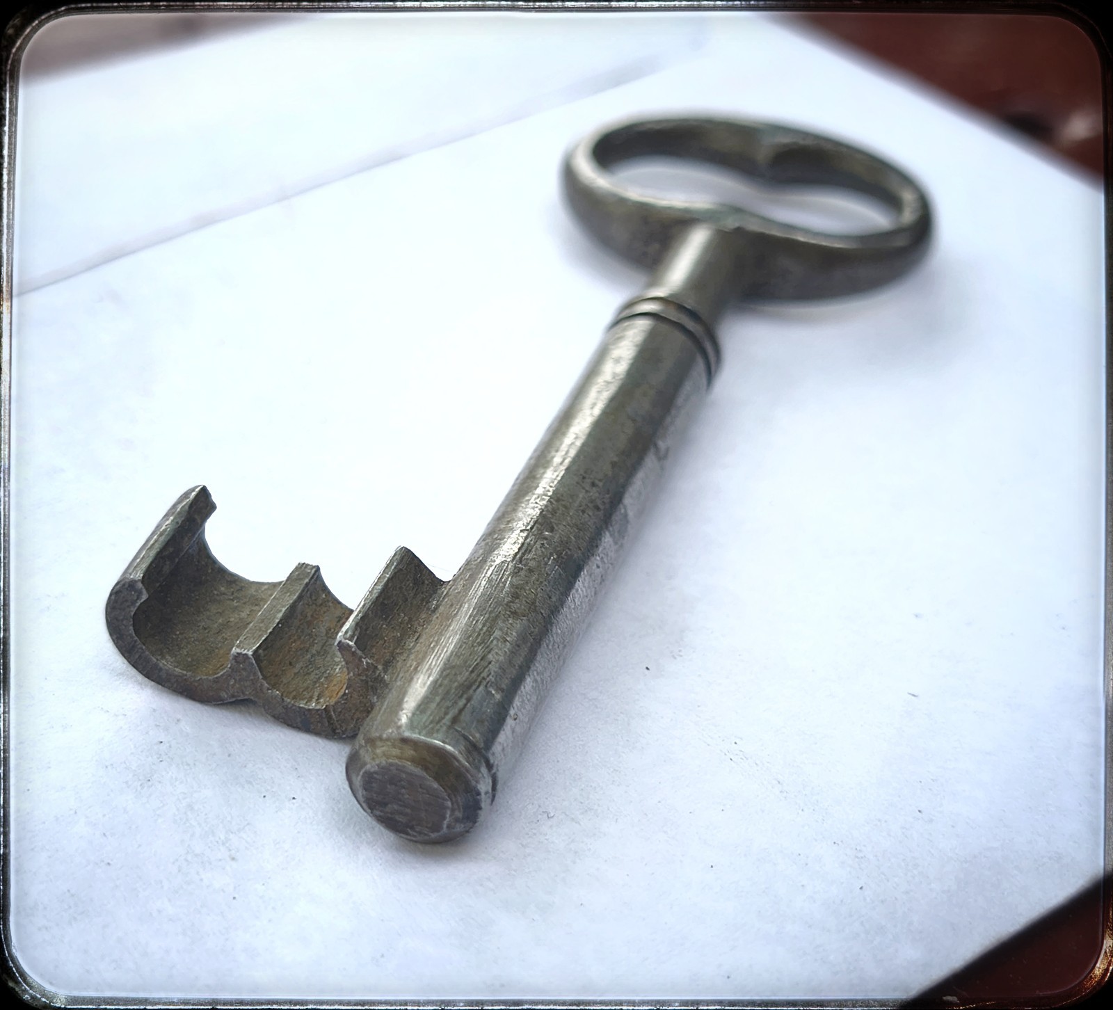 Rare Antique 3" European Hand Forged Warded Skeleton Key w/ Unique Half-Pipe Bit Rare Antique 3" European Hand Forged Warded Skeleton Key w/ Unique Half-Pipe Bit