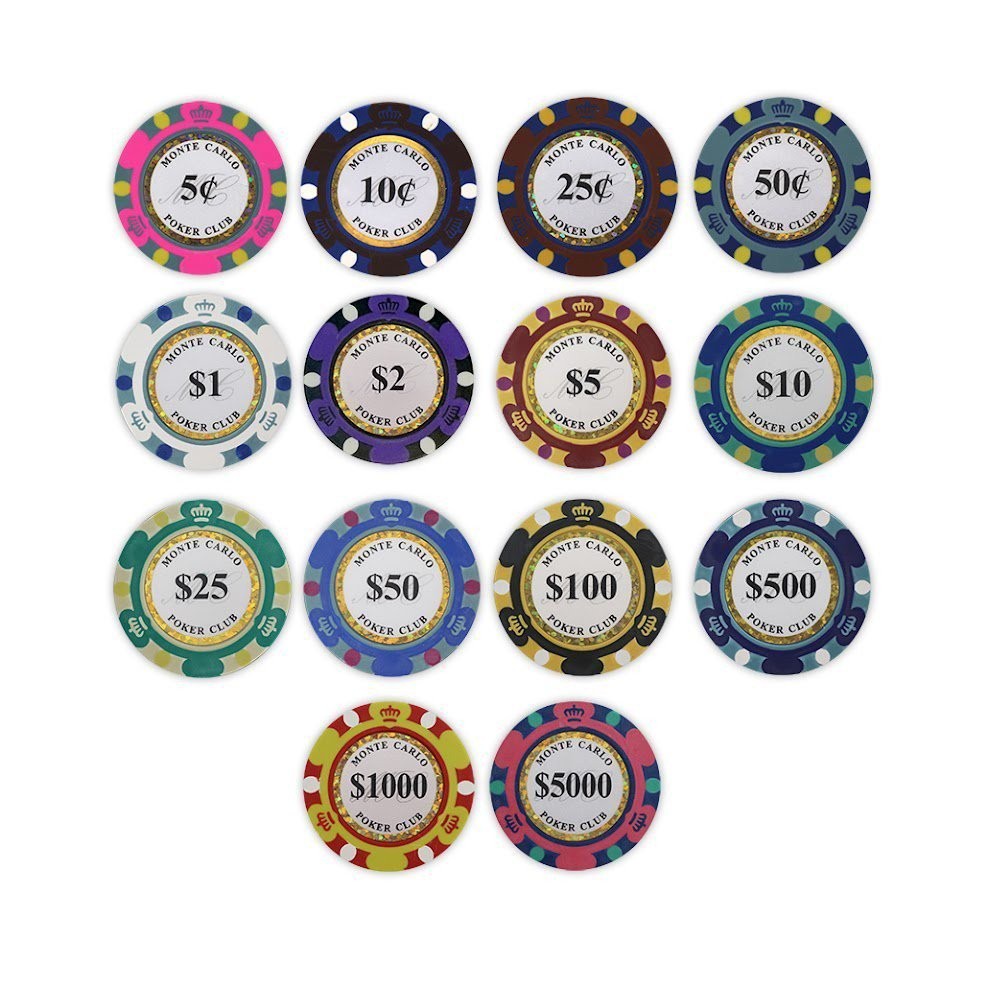 Monte Carlo Poker Chips - SAMPLE PACK Set - 14 Denominations - 14 Gram NEW Monte Carlo Poker Chips - SAMPLE PACK Set - 14 Denominations - 14 Gram NEW