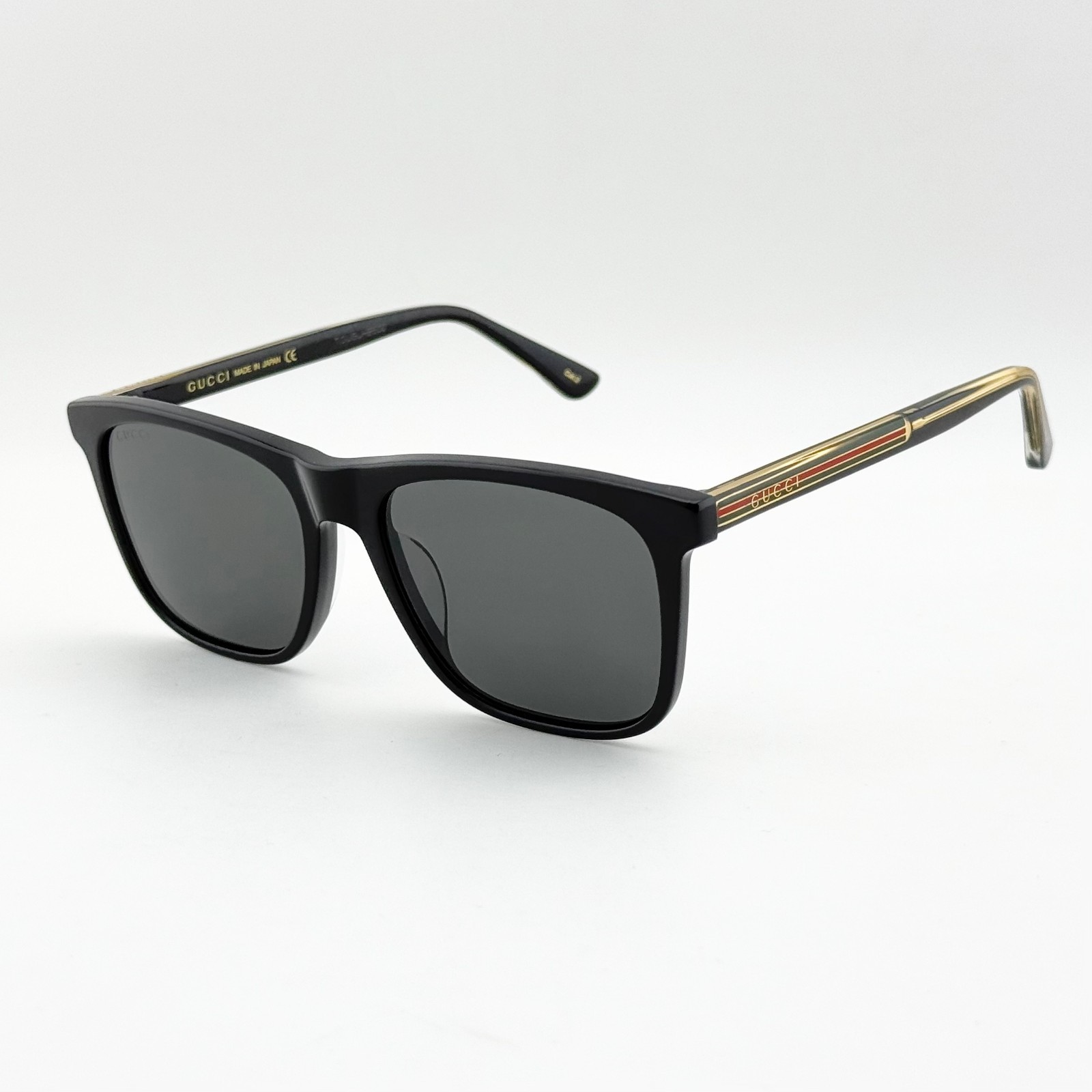 Gucci GG0381S Square Sunglasses Black Grey Lens Web Stripe Men's 57-18-145 Gucci GG0381S Square Sunglasses Black Grey Lens Web Stripe Men's 57-18-145