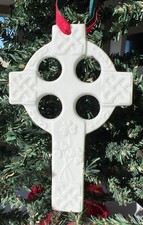 Celtic Cross Porcelain Ornament Irish Knot Shamrock Autom Christmas St. Patrick picture