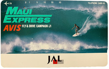 JAL "MAUI EXPRESS"AVIS FLY & DRIVE CAMPAIGN" Japan phonecard USED (1 hole) picture