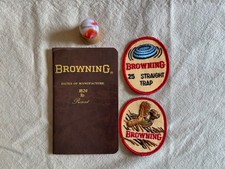 Browning Firearms collectibles -Browning signed book,  2 Patches,  Marble&holder picture
