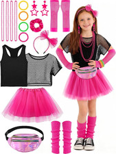 80S Outfit for Kids Girls 80S Costumes Accessories Set Halloween Costume 1980S T picture
