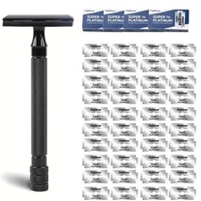 LONG HANDLE DOUBLE EDGE SAFETY RAZOR FOR MEN + 10-40 Free Blades picture