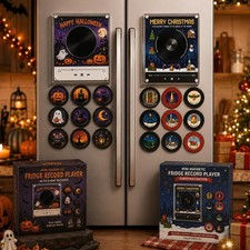 Magnetic Fridge Vinyl Music Box Christmas Jingle Player Set with 9 NFC  picture