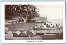 Kochi Kerala India Postcard Backwaters of Cochin c1920's Antique Unposted picture