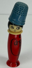 Antique Sewing Art Deco Lady Thimble with Spool Needlepoint Sew Quilting picture