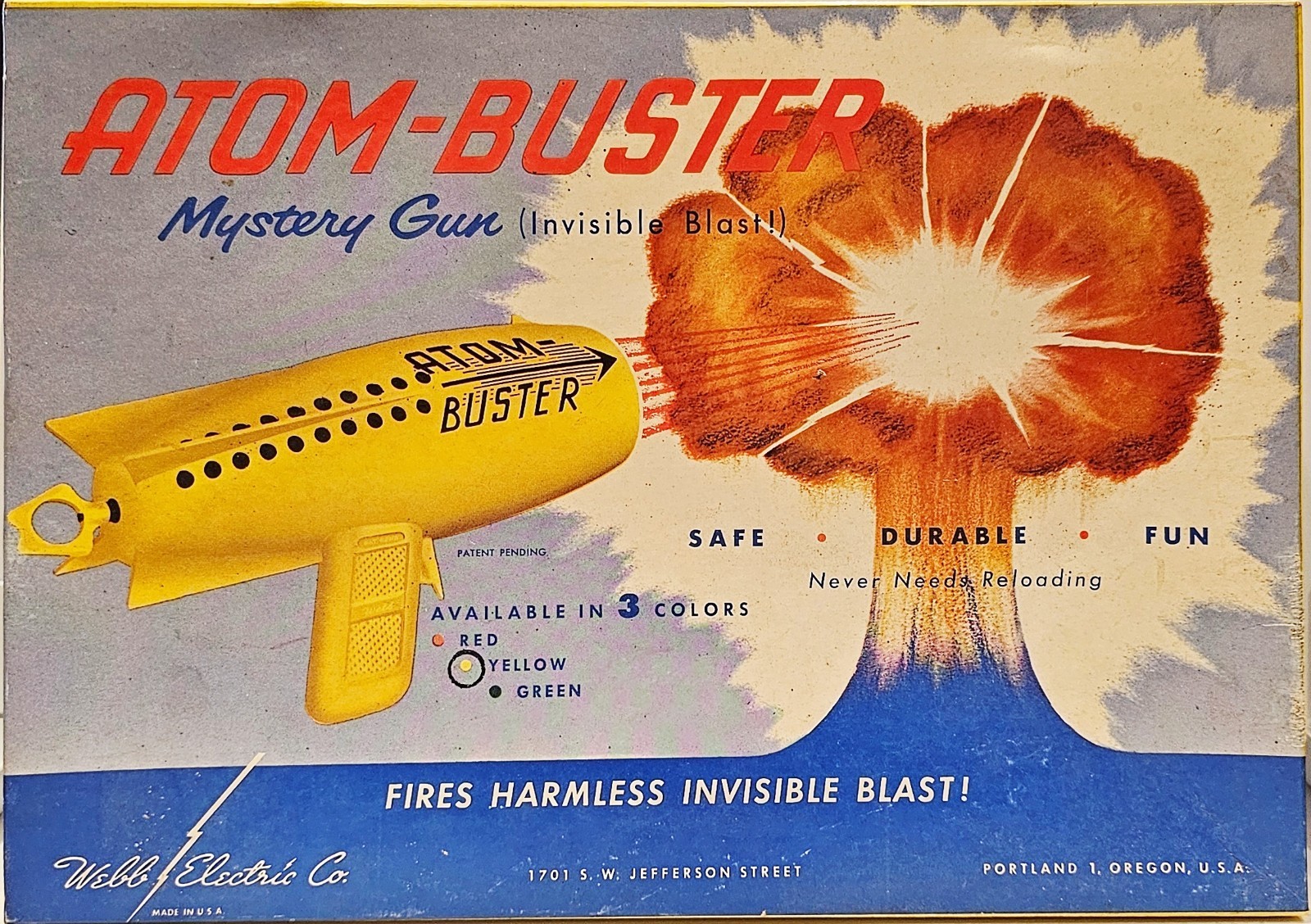 RARE 1950's VINTAGE ATOM BUSTER RAYGUN OUTER SPACE RAY GUN PISTOL TOY WEBB MINT RARE 1950's VINTAGE ATOM BUSTER RAYGUN OUTER SPACE RAY GUN PISTOL TOY WEBB MINT