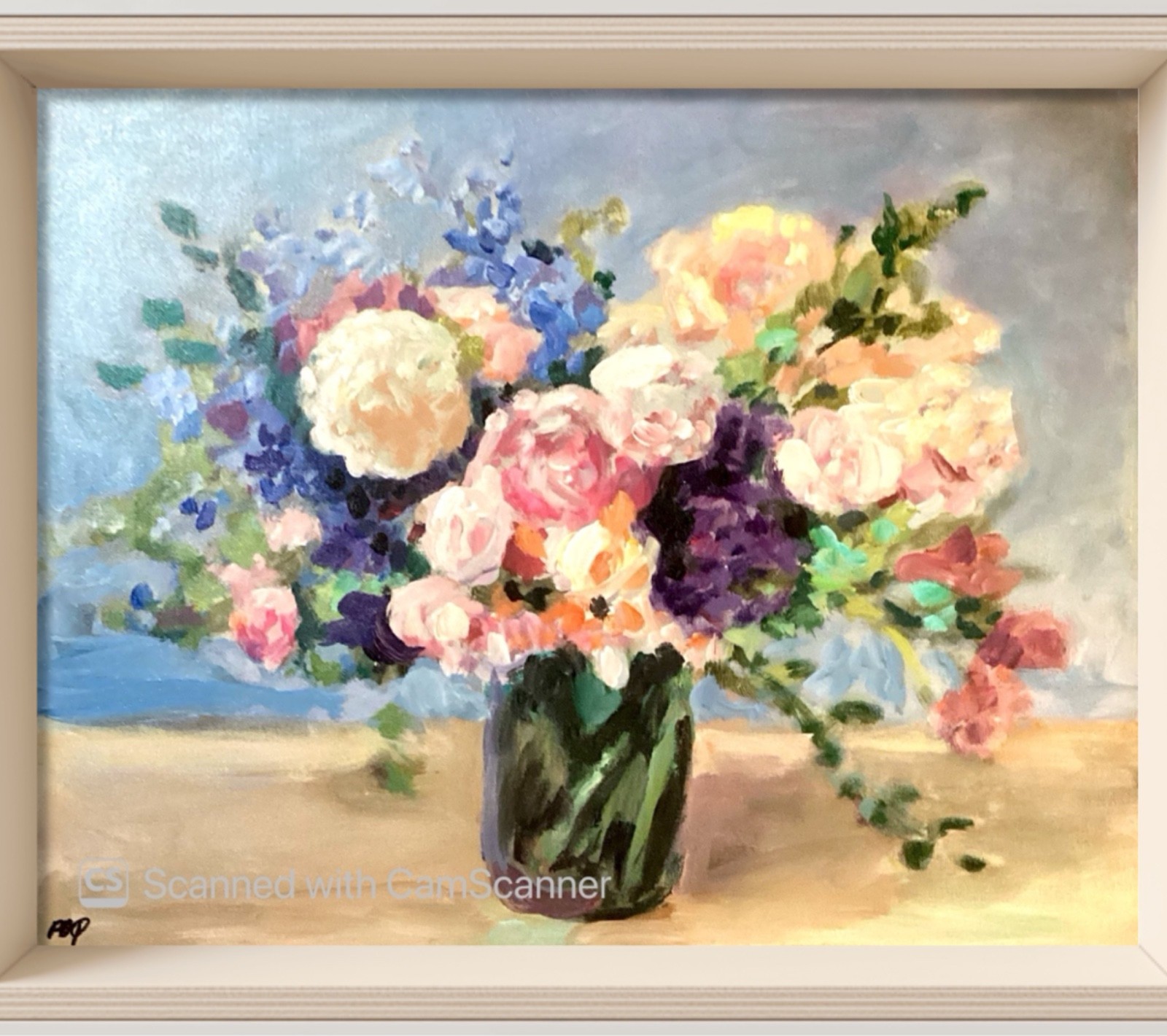 PDQ Original 16x20 Impressionist Floral Bouquet Vase Painting Signed Canvas PDQ Original 16x20 Impressionist Floral Bouquet Vase Painting Signed Canvas