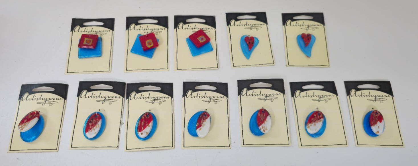 Vintage Artistrywear Dichroic Glass Pendants Lot of 12 Articulated Jewelry DIY