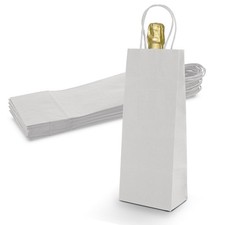 MT Products White Wine Shopping Bags/Paper Bags with Handles - Pack of 12 picture