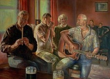 Sing Another Song Boys at an Irish Pub Bar in Dublin Painting 8 x 10" Reprint picture