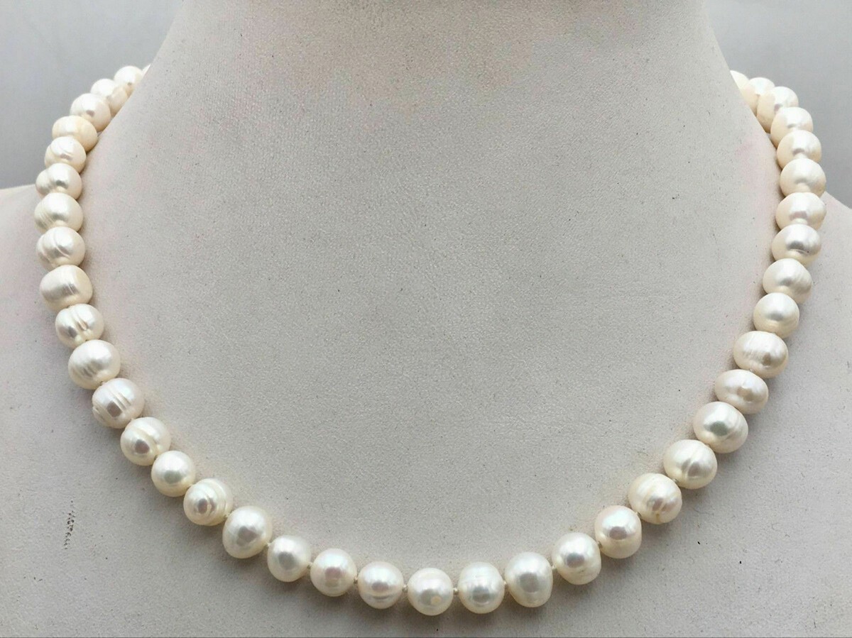 Natural White 7-10mm Akoya Freshwater Pearl Necklace 14-50'' 925 Silver Clasp