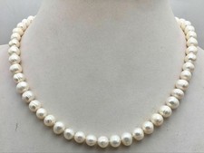 Natural White 7-10mm Akoya Freshwater Pearl Necklace 14-50'' 925 Silver Clasp picture