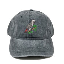Wildlife African Grey Parrot bird embroidered dad hat, custom baseball cap picture