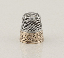 Sterling Silver with Gold Plate Band Decorative Thimble Size 10 Opening 17mm picture