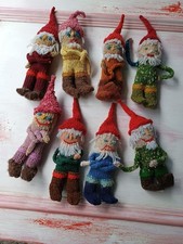 Handmade Knitted Dwarfs 7 Plus One! Amazing Detail! 8" picture