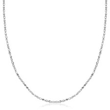 14K White Gold 2mm Diamond Cut Mirror Chain Necklace picture