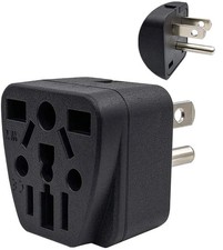 US Travel Plug Adapter Eu/Uk/Au/In/Cn/Jp/Asia/Italy/Brazil to USA (Type B), 3 Pr picture