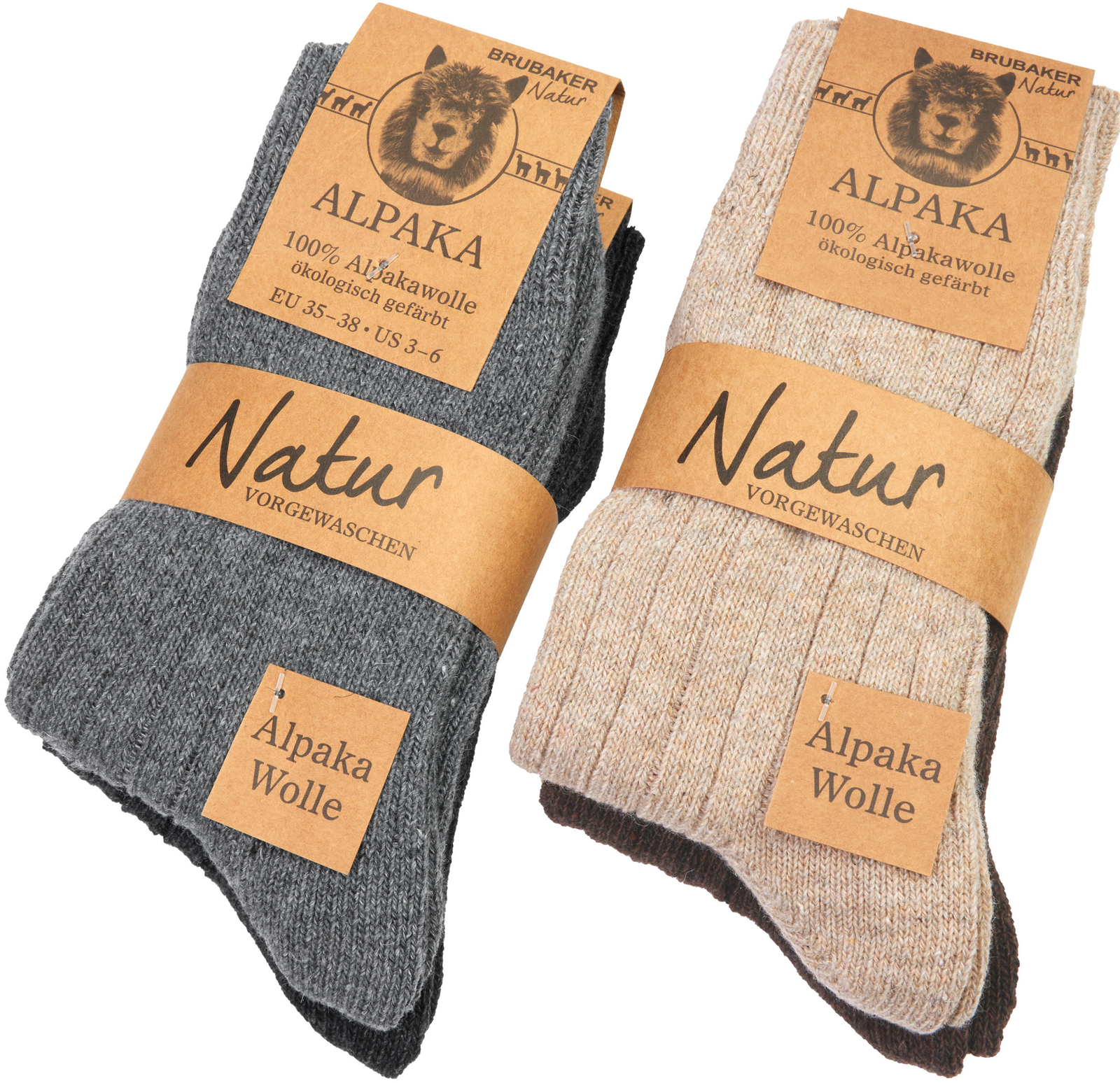 BRUBAKER 4 Pairs Alpaca Wool Socks - Fine Knit Socks for Women and Men BRUBAKER 4 Pairs Alpaca Wool Socks - Fine Knit Socks for Women and Men
