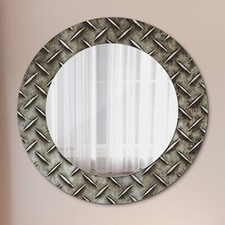 Wall Mounted Mirror with Glass printed Frame Home Decoration steel texture picture
