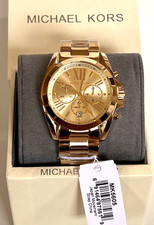 Michael Kors MK5605 Bradshaw Gold Tone SS Chronograph Watch BNWT Gift Box $295 picture