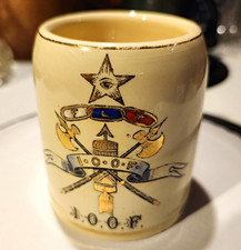 Odd Fellows I.O.O.F. Ceramic Mug Made in Germany Fraternal Symbols picture