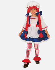 Rubies Rag Doll Girl Raggedy Ann girls medium Costume Dress up Red & white tight picture