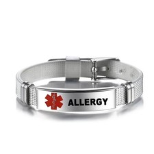 Silver Medical Alert Adjustable Bracelet Stainless Steel Epilepsy Diabetes picture
