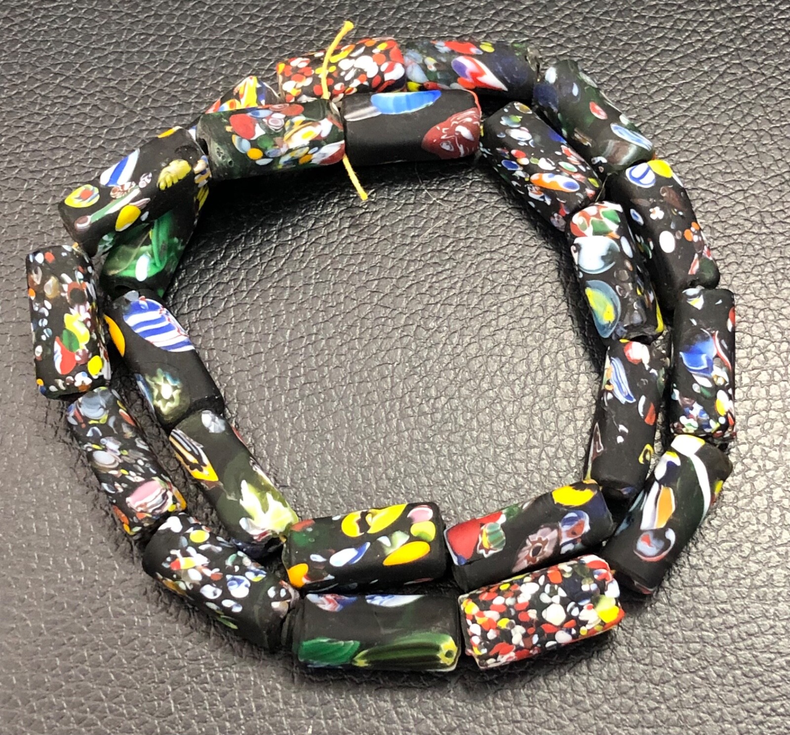 Vintage Venetian African Style Chevron Bead Long Strand Vintage Venetian African Style Chevron Bead Long Strand