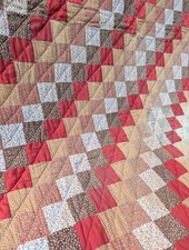 Antique 1900 Four Patch Scrap Quilt Straight Furrows Arrangement Scrappy picture