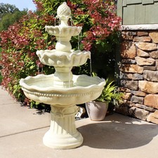 51" 3-Tier Large Outdoor Water Fountain, Pineapple Top, Off White by Sunnydaze picture