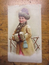 1895 ADVERTISING CARD PURE CALIFORNIA WINES 3X6" SMALL GIRL IN WINTER picture