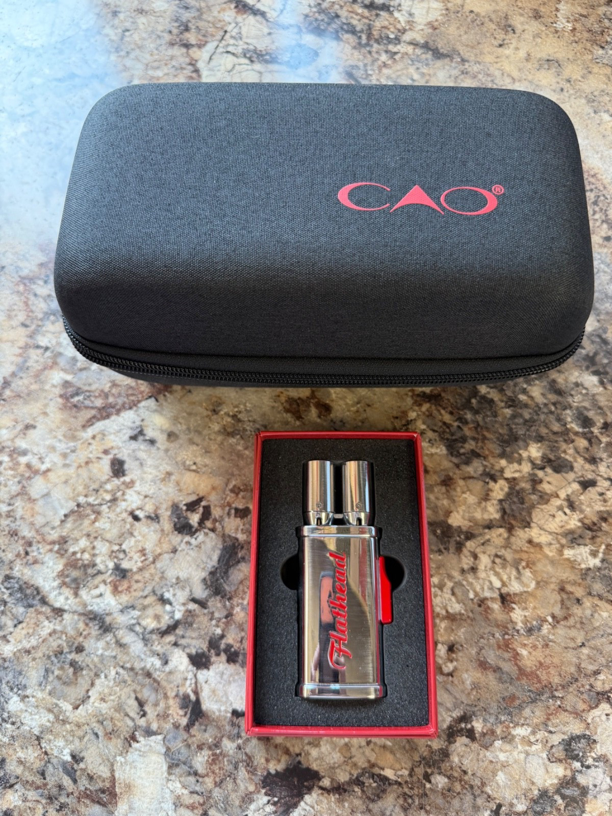 CAO Bourbon and Cigar Travel Case and CAO Flathead Tailpipe Lighter Combo NEW CAO Bourbon and Cigar Travel Case and CAO Flathead Tailpipe Lighter Combo NEW