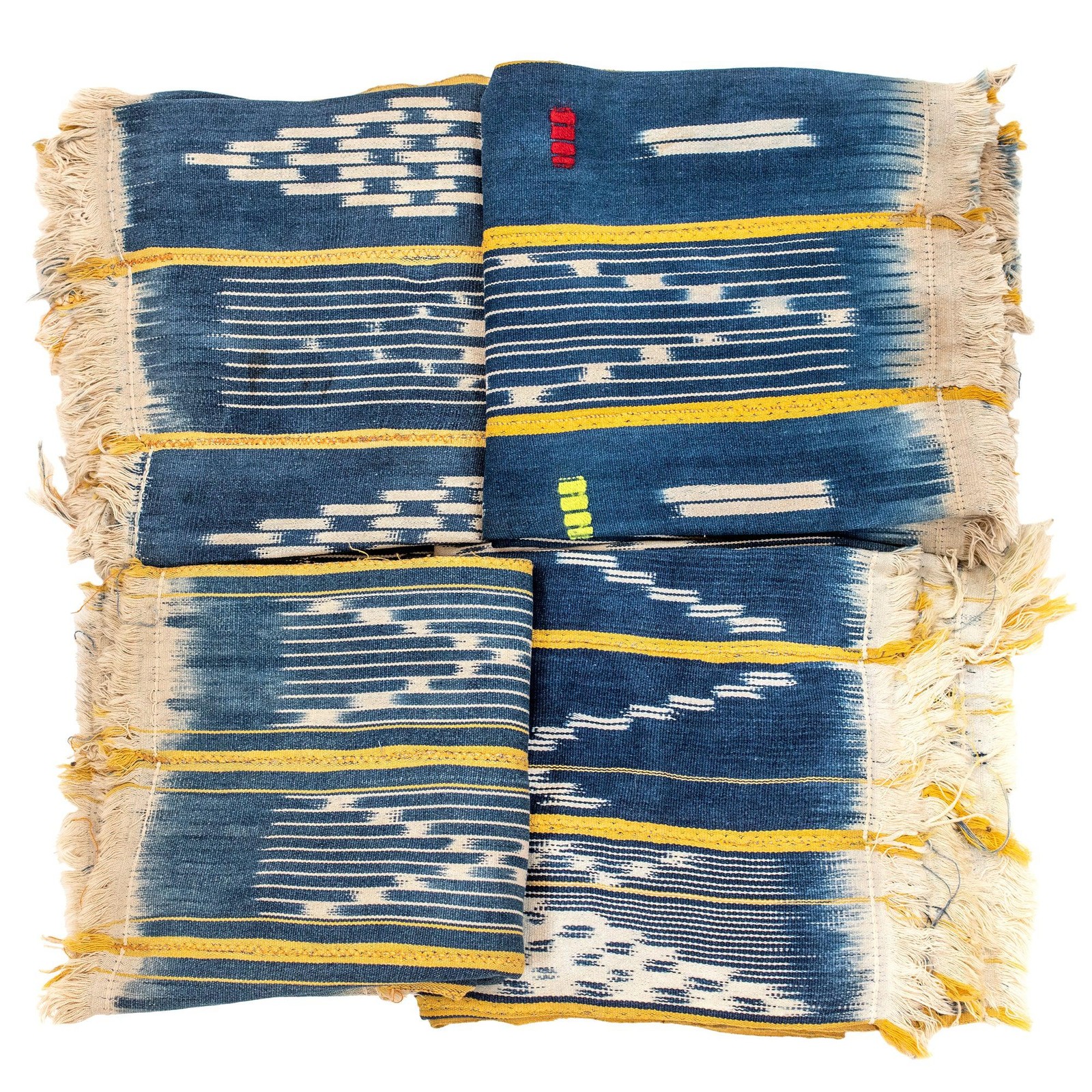 Yellow & Blue West African Bondoukou Indigo Cloth Burkina Faso Multicolor Cotton Yellow & Blue West African Bondoukou Indigo Cloth Burkina Faso Multicolor Cotton