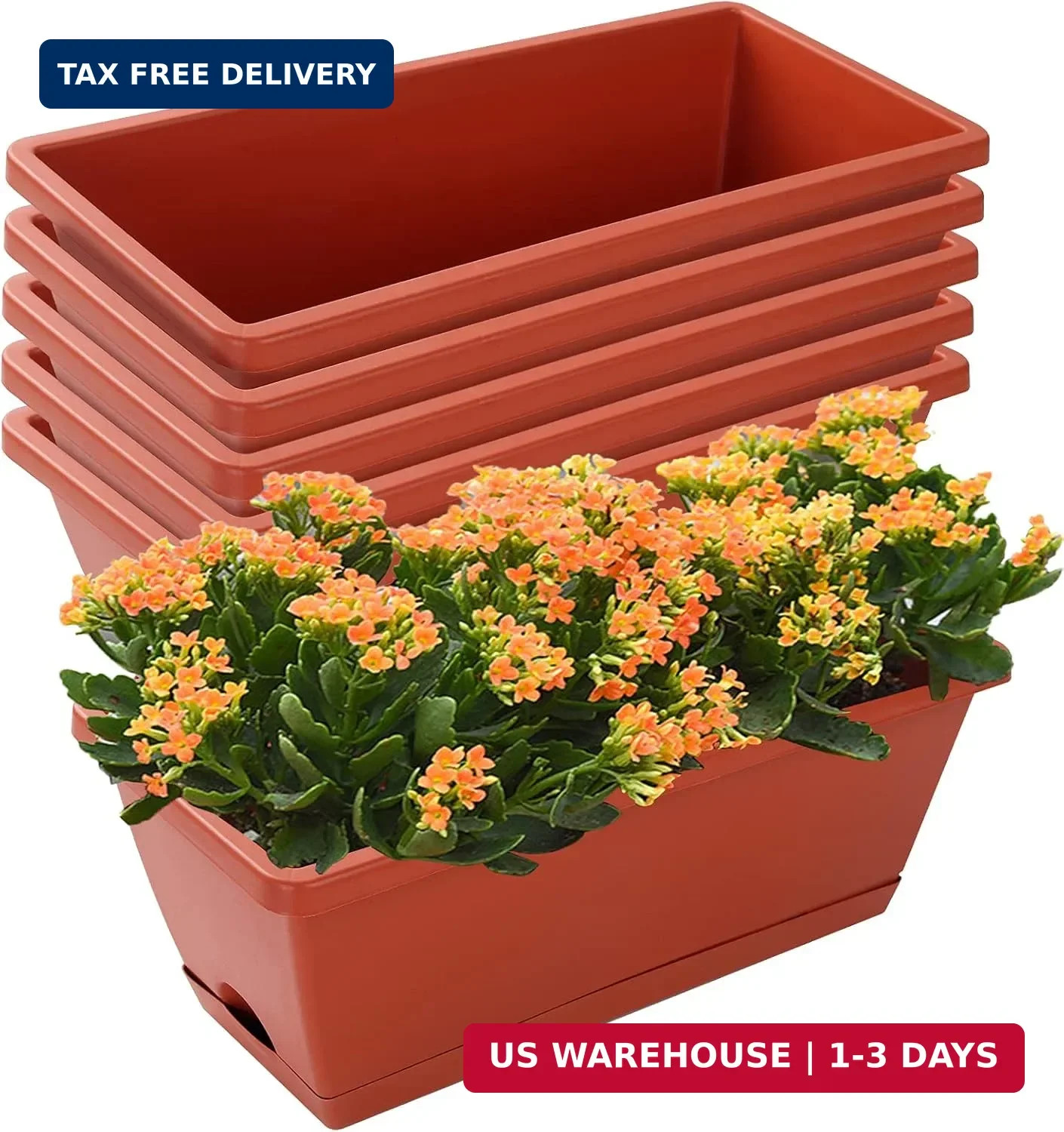 CHUKEMAOYI Window Box Planter, 7 Pack Plastic Vegetable Flower Planters Boxes 17 CHUKEMAOYI Window Box Planter, 7 Pack Plastic Vegetable Flower Planters Boxes 17