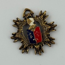 French Coat of Arms Crest Shield Pendant Heraldic Medieval Fleur de Lis Enamel picture