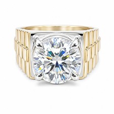 5.46 Ct Certified E VVS2 Lab Grown Diamond Solitaire Men's Ring-925 Silver picture