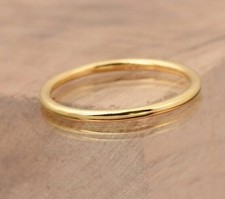 14K Yellow Gold Women's Round Wedding Band Ring Round Thin Band Ring picture