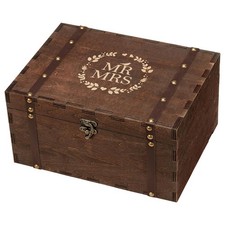 Large Mr and Mrs Wedding Keepsake for Couples, Wooden Memory with Lid for Bri... picture