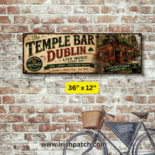 Temple Bar Dublin pub metal sign | Irish bar wall art, Game Room Decor picture