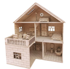 3 Story Wooden Dollhouse DIY Furniture Model Kit FREESHIP USA picture