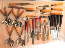 Vintage Lot 33 Bakelite Handles Butterscotch and More Flatware Kitchen Utensils picture