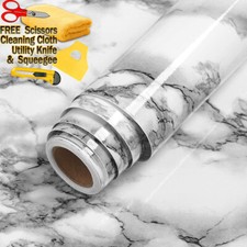 4ft x 50ft Gloss Gray Marble Granite Stone Wallpaper Vinyl Film Home 48" x 600" picture