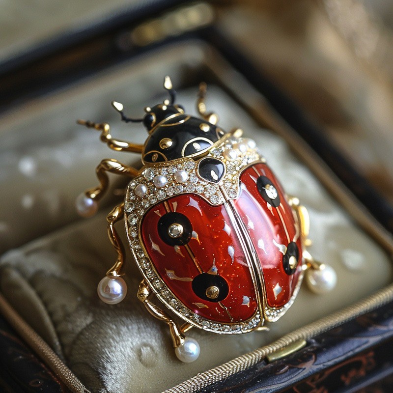 Luxury Enamel Pearl Ladybug Brooches Pins for Men and Women Wedding Jewelry Gift Luxury Enamel Pearl Ladybug Brooches Pins for Men and Women Wedding Jewelry Gift