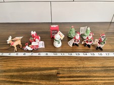 Miniature Christmas Figures. Santa, Trees, Raindeer, Mailbox, Snowman And Gifts picture