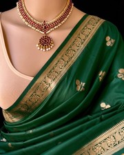 Designer Sari Bollywood Bridal Silk Saree Blouse South Indian Ethnic Ready made picture